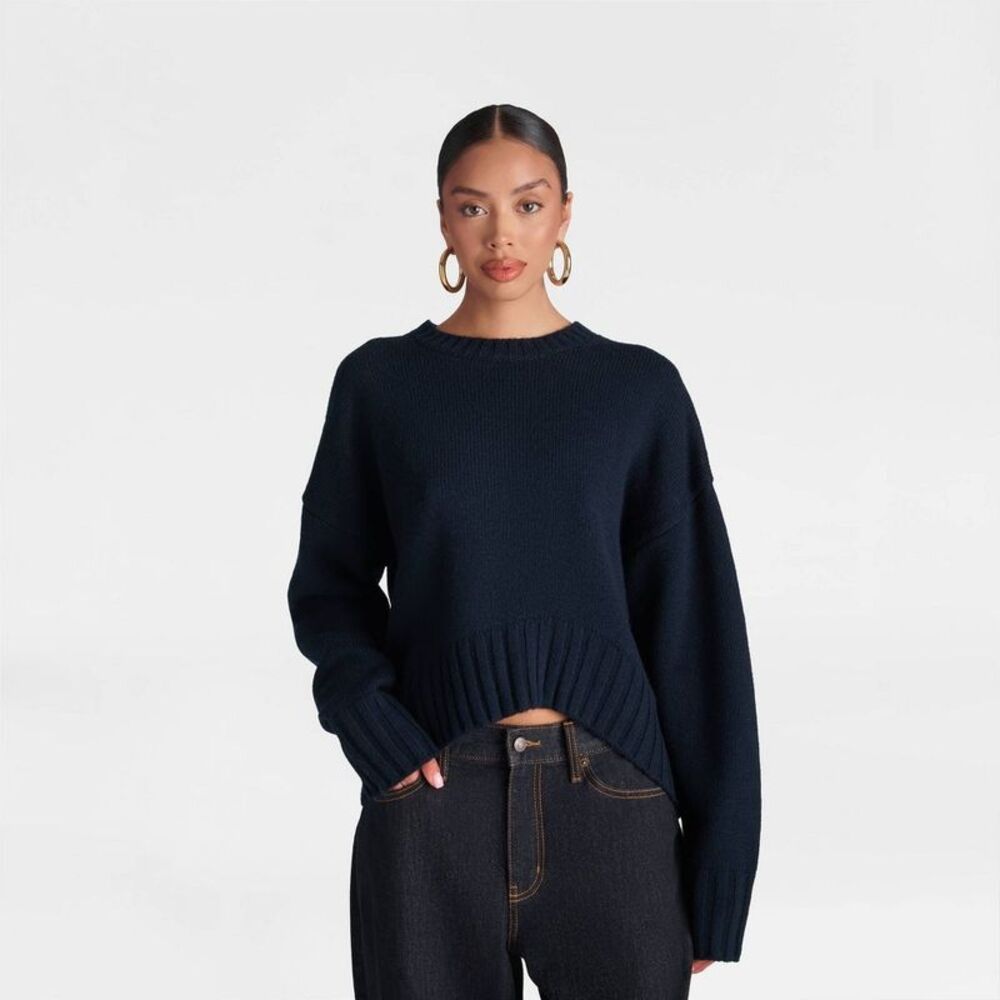 KBB by KAHLANA Women's 'The Asymmetric Sweater' - Navy Blue M